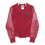 G-STAR Womens Red Varsity Jacket S Wool Blend Button Bomber Style