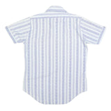 LORD & LORD Mens White & Blue Patterned Shirt S Summer Casual Short Sleeve