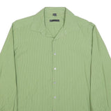 DKNY Mens Green Cotton Blend Shirt L Smart Casual Long Sleeve Button Collar