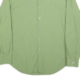 DKNY Mens Green Cotton Blend Shirt L Smart Casual Long Sleeve Button Collar