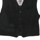 COMPANY Mens Black Leather Waistcoat XS Button Closure Classic Fit Plain Vest