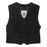 COMPANY Mens Black Leather Waistcoat XS Button Closure Classic Fit Plain Vest