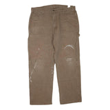 DICKIES Mens Regular Fit Brown Denim Jeans W38 L29 Workwear Cotton Blend Zip