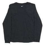 NIKE Mens Black Mt Vernon Tennis Long Sleeve Crew Neck T-Shirt L Cotton Blend