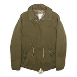ZARA Womens Green Jacket XS Polyester Blend Plain Drawstring Zip Casual