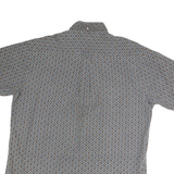 MAUI Mens Blue Brown Patterned Cotton Shirt XL Short Sleeve Button Collar