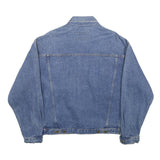 CAPEZIO Mens Blue Denim Jacket S Cotton Button Front Plain Classic Style