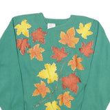 HANES Womens Green Sweatshirt L Cotton Blend Crew Neck Pullover Autumn Leaves