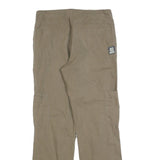 MAX DRIVE Mens Relaxed Beige Polyester Zip Trousers W32 L32 Casual Cargo Style