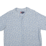 CHAPS Mens Blue & White Shirt Linen Blend L Lightweight Casual Summer