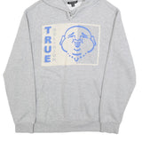 TRUE RELIGION Mens Grey Hoodie L Cotton Blend Pullover Comfortable Casual
