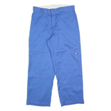 DICKIES Mens Cotton Blend Blue Regular Straight Trousers W34 L30 Workwear Zip