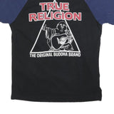 TRUE RELIGION Mens Black & Blue Graphic T-Shirt XL Short Sleeve Crew Neck