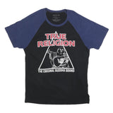 TRUE RELIGION Mens Black & Blue Graphic T-Shirt XL Short Sleeve Crew Neck