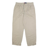 CHAPS Mens Cotton Beige Relaxed Straight Trousers W36 L32 Casual Classic Zip
