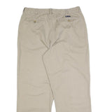 CHAPS Mens Cotton Beige Relaxed Straight Trousers W36 L32 Casual Classic Zip