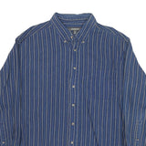 CROFT & BARROW Mens Blue Striped Shirt XL Button-Down Collar Cotton Blend Casual