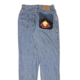 LEVI'S Womens Jeans Blue Relaxed Straight Denim Medium W26 L32 Cartoon Patch