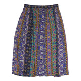 SUMMIT PALACE Womens Purple Green Yellow Printed Pleated Midi Polyester Skirt M