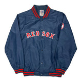 Red Sox Majestic Spellout Baseball Jacket - Large Red Nylon