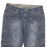 TOM TOMPSON Mens Blue Denim Cargo Shorts 2XL W38 Cotton Blend Casual Summer
