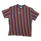 KARL KANI Mens Blue & Red Striped T-Shirt L Short Sleeve Crew Neck Casual