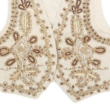 GARRY Mens Cream Linen Blend Embroidered Vest S Plain Stylish Summer Waistcoat