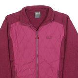 JACK WOLFSKIN Womens Red Quilt Front Jacket UK 12 Polyester Blend Zip Outdoor