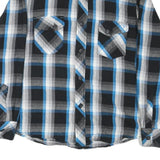OP Mens Blue & Black Checked Shirt L Cotton Blend Casual Long Sleeve