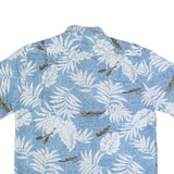 TROPICAL STORM Mens Blue & White Hawaiian Shirt XL Tropical Leaves Cotton Casual