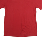 Mens Red Plain T-Shirt L Short Sleeve Crew Neck Cotton Casual Basic