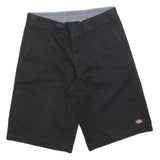 DICKIES Mens Black Casual Cotton Blend Shorts S W28 Workwear Logo