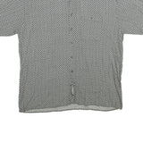 Mens Black & White Patterned Viscose Shirt 2XL Lightweight Button Up Summer Wear