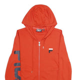 FILA Mens Red Full Zip Hoodie S Printed Logo Sleeve Sportswear