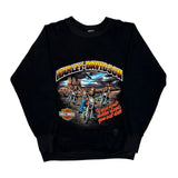 Motorcycle Harley Davidson Graphic Long Sleeve T-Shirt - Large Black Cotton
