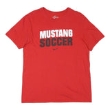NIKE Mens Red Mustang Soccer Graphic T-Shirt L Short Sleeve Crew Neck