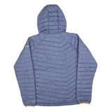 COLUMBIA Womens Blue & Tan Quilted Hooded Jacket XL Polyester Blend Zip Outdoor