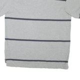 NAUTICA Mens Grey & Navy Blue Striped Short Sleeve Polo Shirt M Casual Cotton