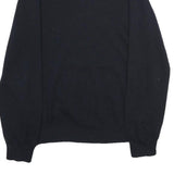 CALVIN KLEIN Mens Black Plain Wool Jumper V-Neck Basic Knit L Classic Style