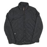 Womens Black Quilted Jacket UK 10 Polyester Blend Zip Closure Casual Outerwear