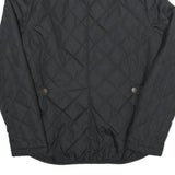 Womens Black Quilted Jacket UK 10 Polyester Blend Zip Closure Casual Outerwear