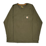Carhartt Long Sleeve T-Shirt - 2XL Green Cotton