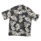CAMPIA Mens Black & Brown Floral Rayon Shirt L Casual Summer Beachwear