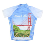 PRIMAL Mens Blue & White Graphic T-Shirt S Short Sleeve Crew Neck Cycling Jersey