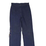 Womens Regular Fit Blue Denim Straight Jeans Cotton Blend W28 L32 Lace-Up Detail