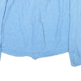 DOUBLE KNIT Womens Blue Plain Jumper Button Neck Basic Knit L Lightweight Soft