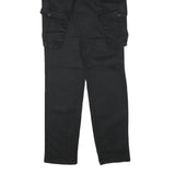 BLACKZI Mens Regular Black Cargo Trousers W29 L33 Cotton Blend Drawstring