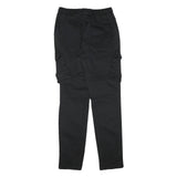 BLACKZI Mens Regular Black Cargo Trousers W29 L33 Cotton Blend Drawstring