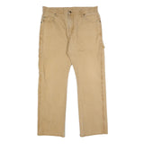 DICKIES Mens Cotton Blend Beige Regular Fit Straight Trousers W34 L30 Workwear