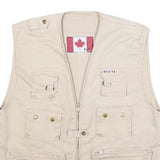 FOX Mens Beige Cotton Blend Jacket XL Multi Pocket Zip Front Casual Utility Vest